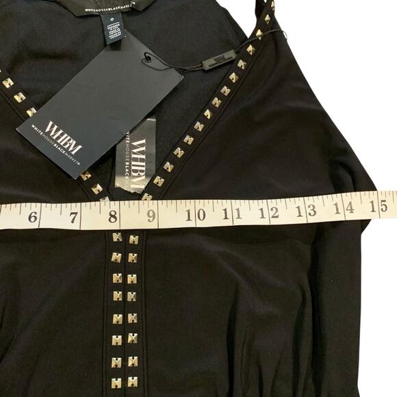 WHBM Dress NWT Women's Size 0 Sleeveless Liquid Knit Black Stud Midi 570356121 - Picture 5 of 6